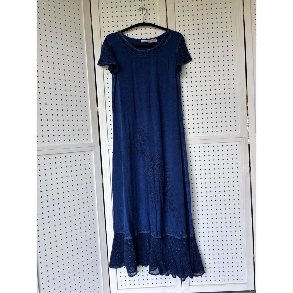 Mexicali Blues Lace Embroidered Short SLV Dress Midi Boho‎ Hippie Women's M
